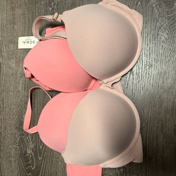 Soma plunge embraceable tailored push up bra bundle pink beige 38C - Picture 2 of 5